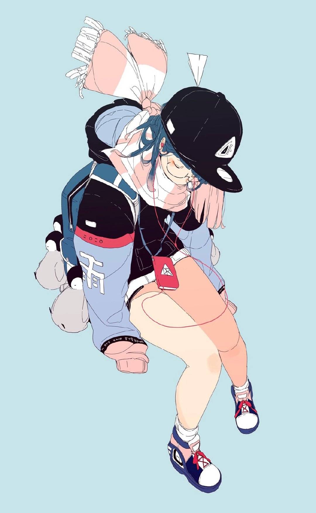 用特殊视角描绘的人物插画线条轻松随性