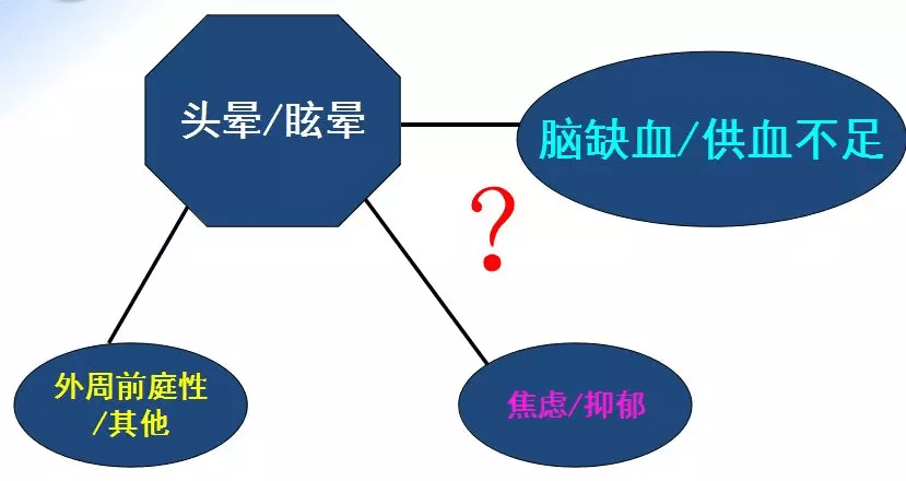 头晕/眩晕的主要病因包括前庭周围性,精神性和中枢性