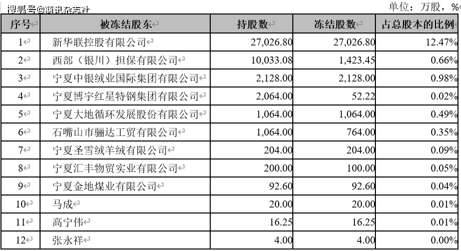 宁夏银行财报数据“打架” 新华联股权仍被冻结(图3)