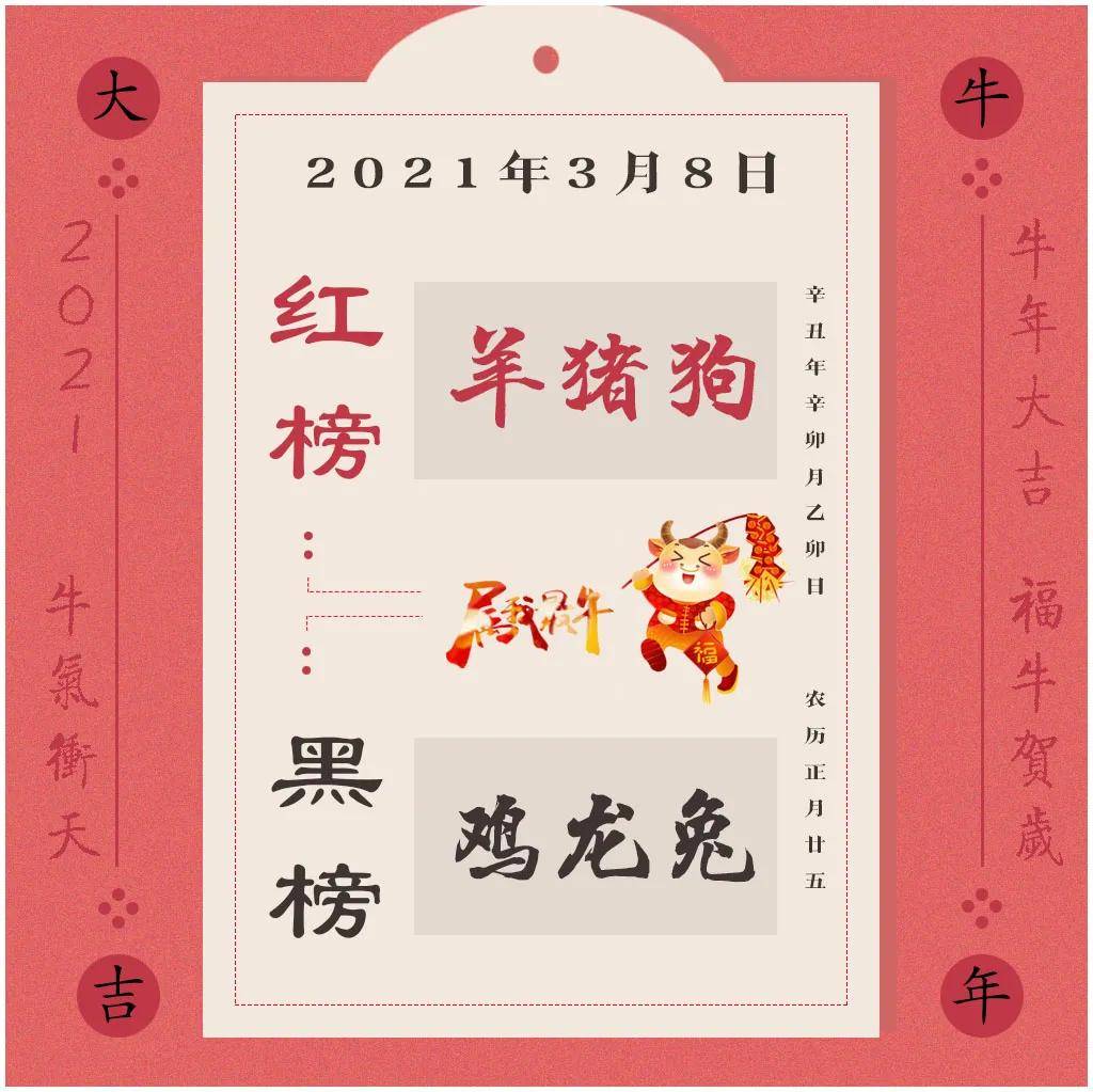 3月8日生肖运势 生肖蛇宜沉着冷静 幸运