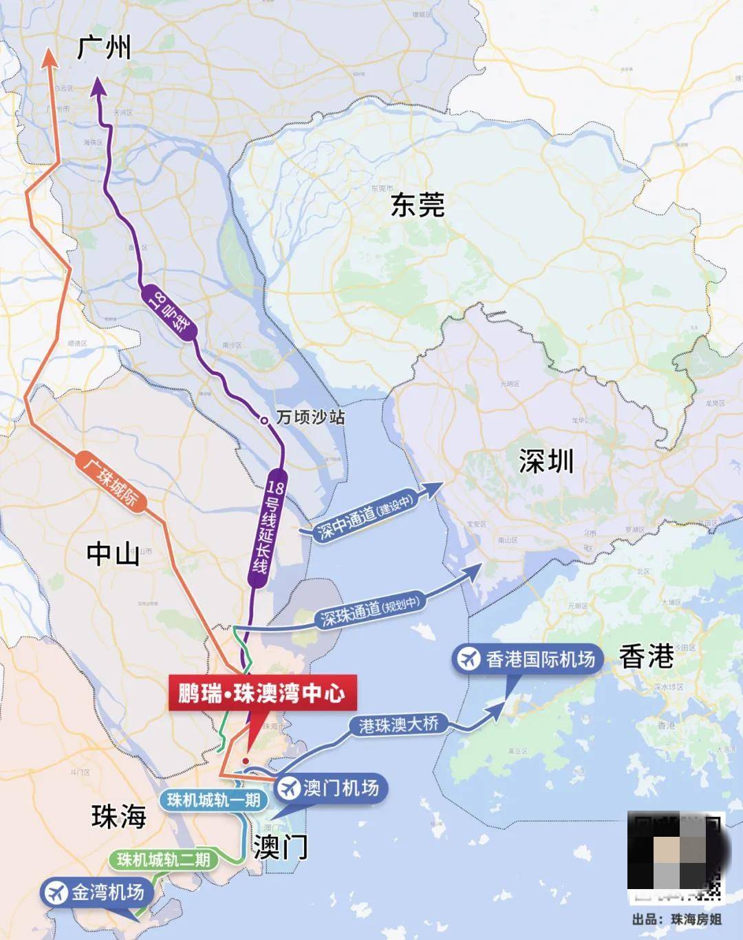 注:部分線路/規劃建設中通過拱北口岸,港珠澳大橋,廣珠城軌,更可脅澆