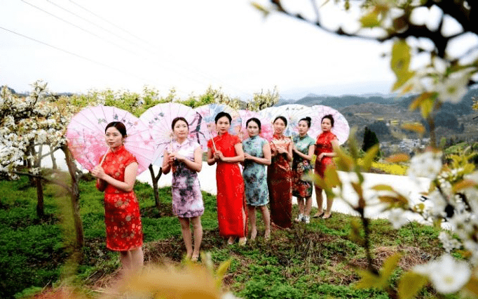 贵州沿河黑水镇:十里旗袍秀,人与花海共争艳