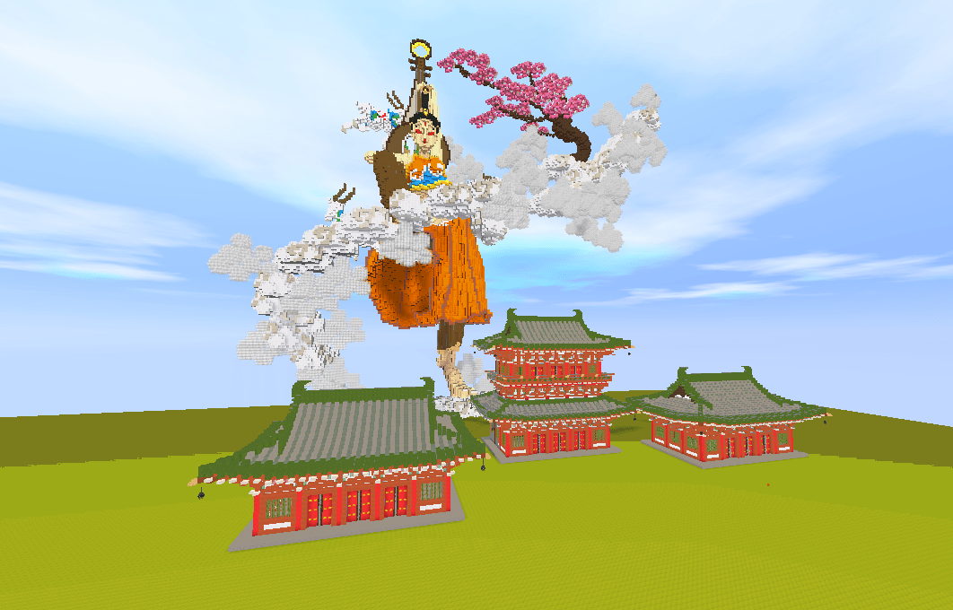 迷你世界:鉴赏敦煌飞天地图,展现反弹琵琶的优美姿态,翩翩起舞_壁画