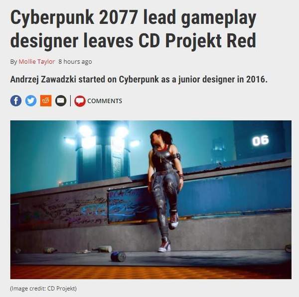 该游戏|《赛博朋克2077》高级设计师离职 为CDPR效力长达8年