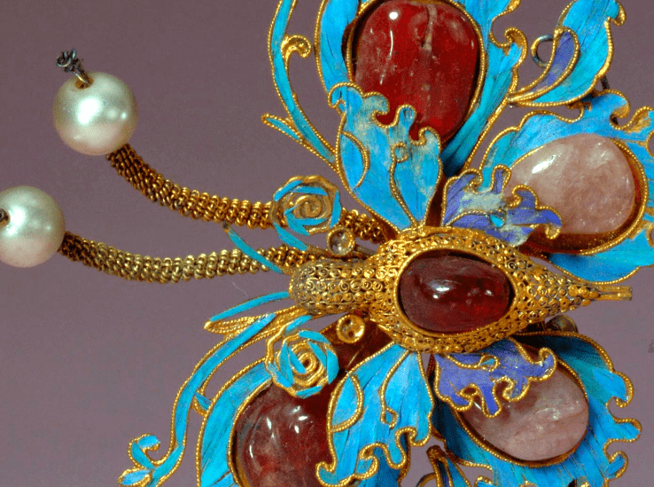 银镀金嵌珠宝蝴蝶簪 清 故宫博物院藏