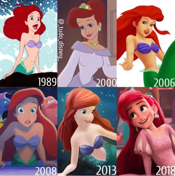 图片[5]-网友分享迪士尼公主历年造型变化，艾莎日渐严肃，木兰扮相多变-魔性次元