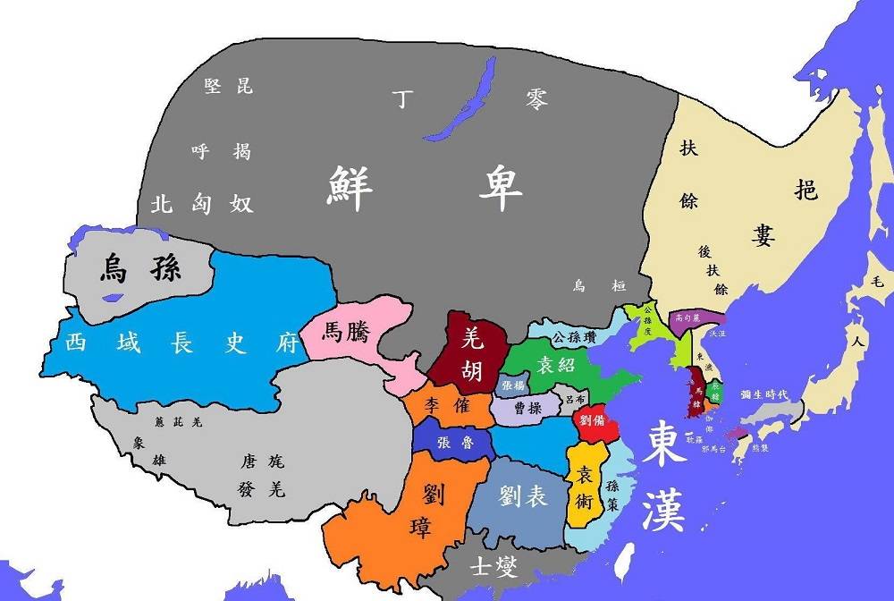 东汉群雄割据地图图片