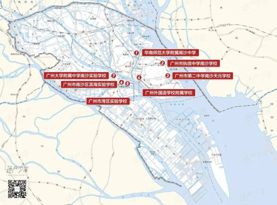 3.4)位于南沙湾,1所学校(图示1)位于黄阁板块.