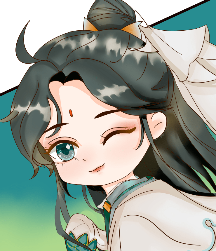 为了让风师娘娘有好友相伴,我的第六幅作品是"地师娘娘",在头发高光的