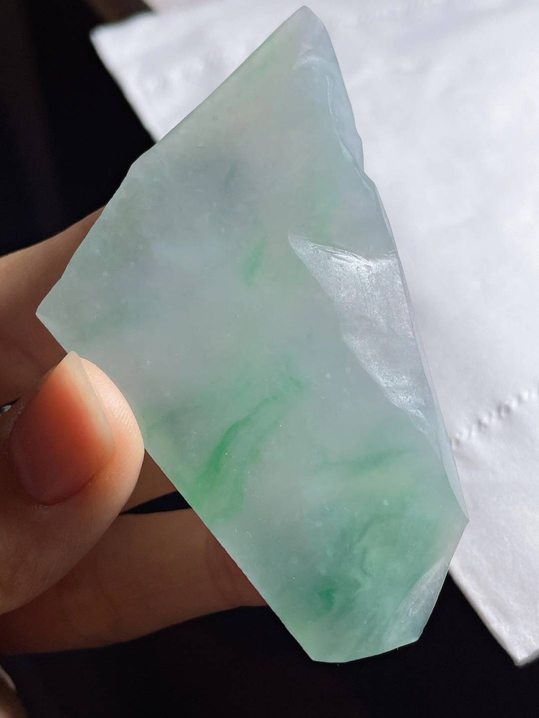 天然翡翠冰飘花片料_抛光