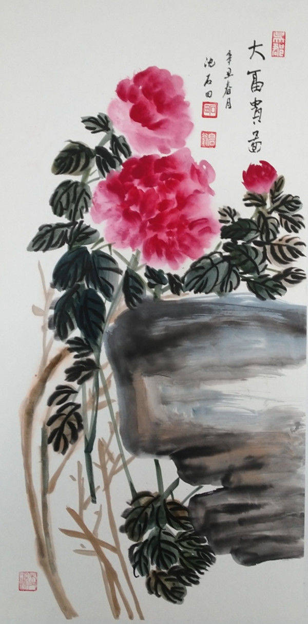 中国当代艺术家吴门画派沈坤沈石田花鸟