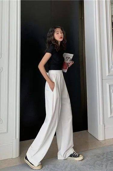 法式上衣 高腰下装,春夏必火组合!_长裤
