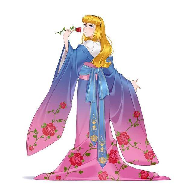 图片[4]-迪士尼公主换上日本衣服，不同的和服各有特色，艾莎不愧是女王-金错刀_词牌名