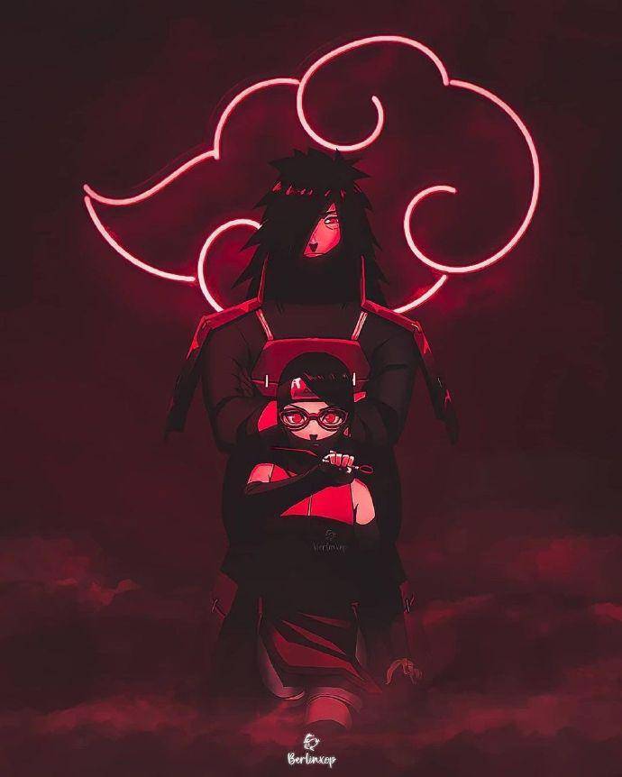 红色电光版的晓组织祥云下的鼬神戴上了牛角还有佐良娜乱入