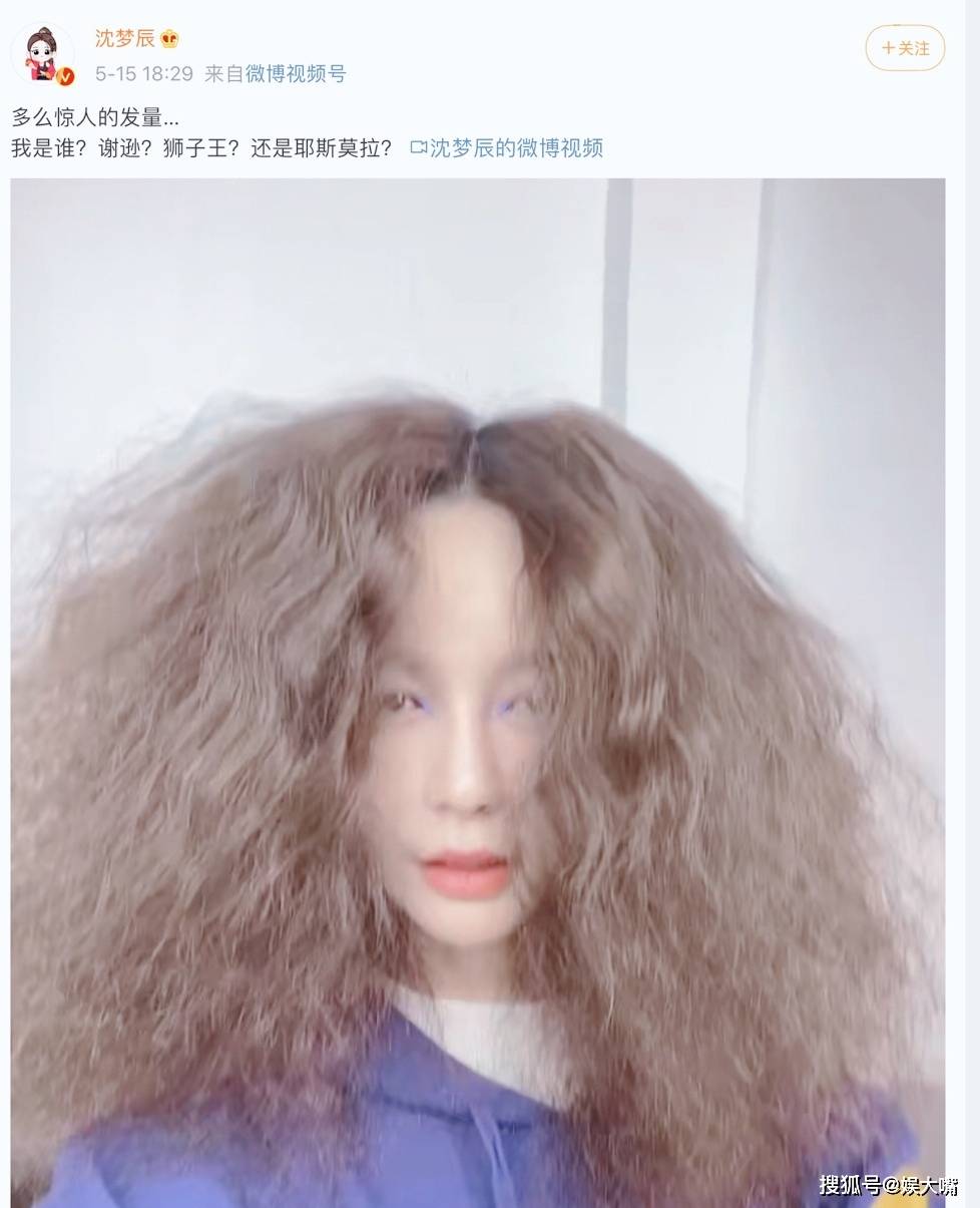 原创沈梦辰爆炸头发量充沛让人慕小脸巴掌大都没有五官撞脸范冰冰