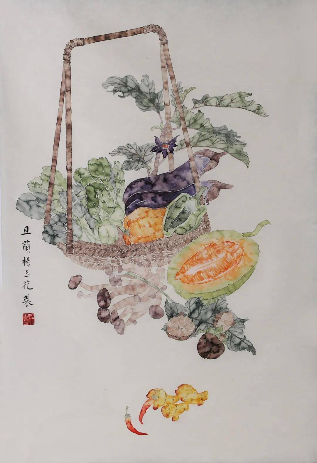 此物非馐却解馋·一,四82×56cm×2纸本设色杨玉花 | 指导老师:杨树森