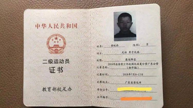 2018年和2020年,黄锐添分别两次获得国家二级运动员证书.