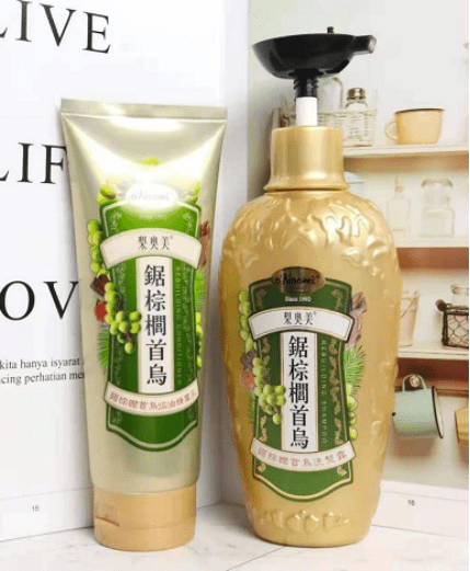 梨奥美锯棕榈首乌洗发水 含有很多植物成分,味道不是那种很难闻,煌Ζ