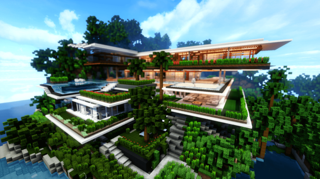 《我的世界》不敢高攀的豪宅 建好了不敢住 供着_设计