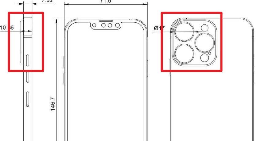 变化|iPhone 13 Pro系列设计图曝光：巨大的后摄占背部一半多宽度