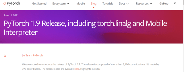 设备|PyTorch 1.9发布，支持新API，可在边缘设备中执行