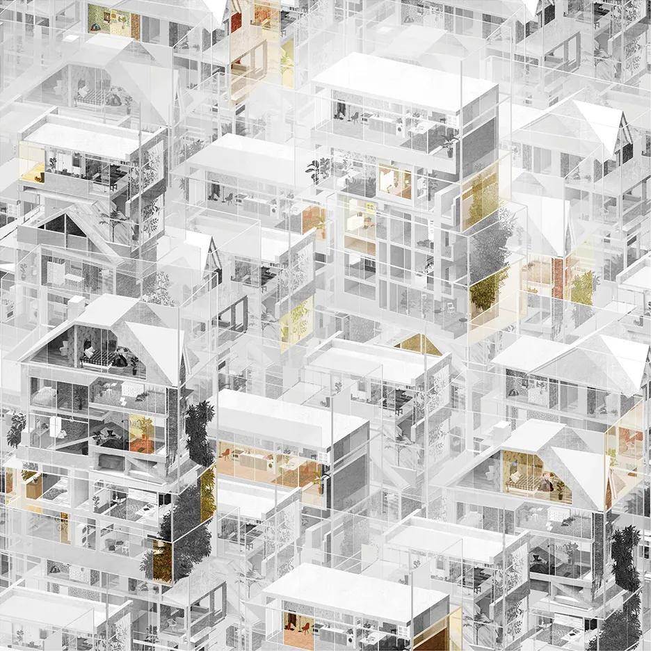 建筑拼贴画 | 传达人群经历的情感和身体动荡