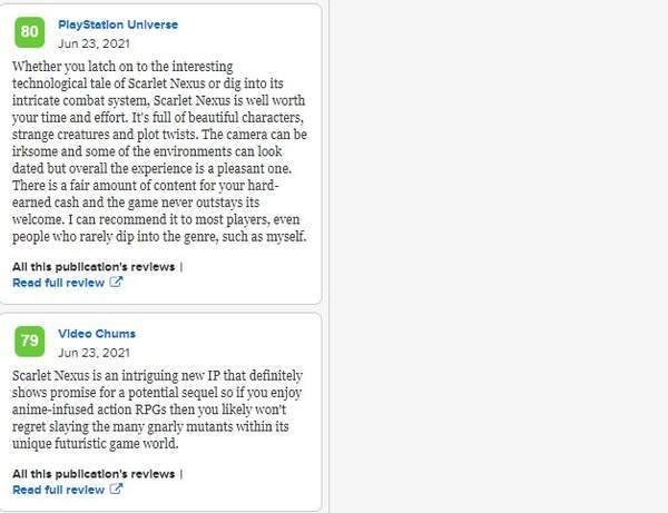 南梦宫|万代《绯红结系》媒体评分解锁 M站均分80，一致好评