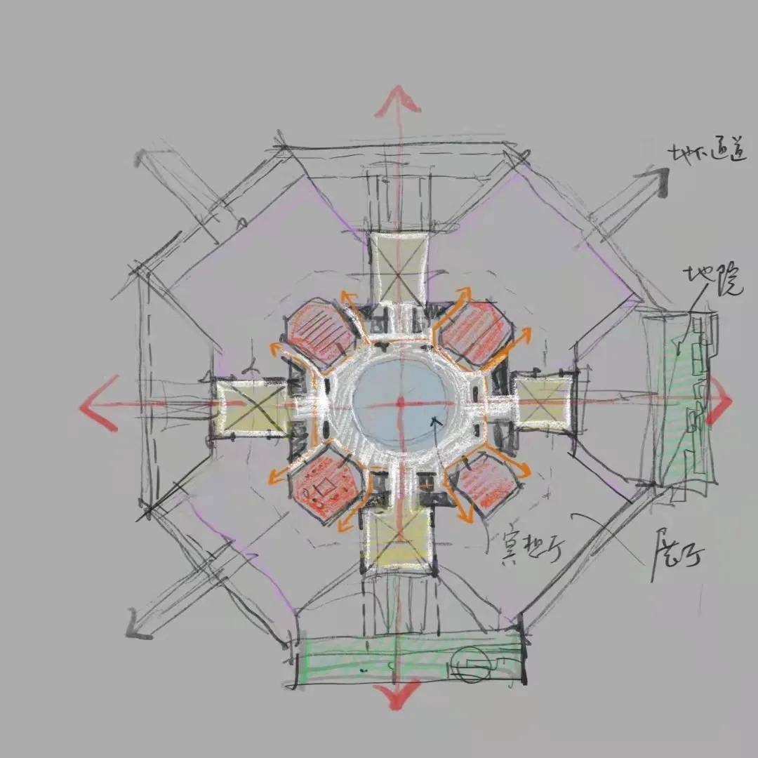 ▍大禹陵手绘草图董老师的日常建筑设计工作之余,其实还是有许多丰富