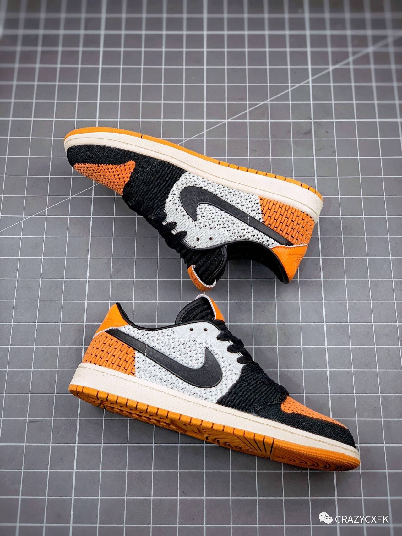 airjordan1retrolowflyknit灰黑影子扣碎篮板编织飞线低帮运动鞋