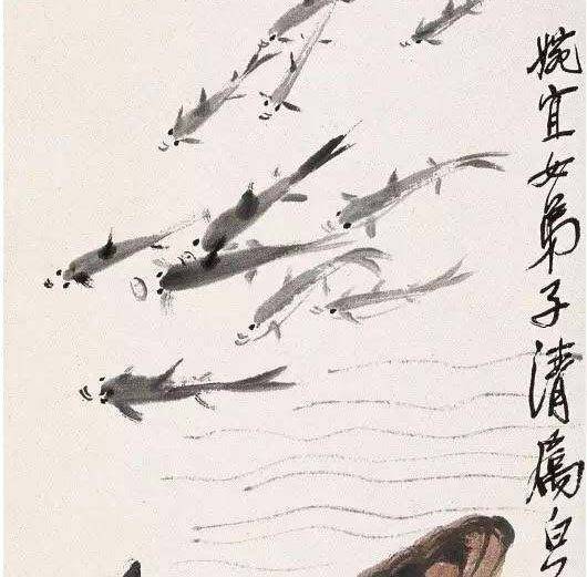 齐白石门下,齐派三代传人--少白汤发周趣分享: 齐白石《蛙鱼图》精品