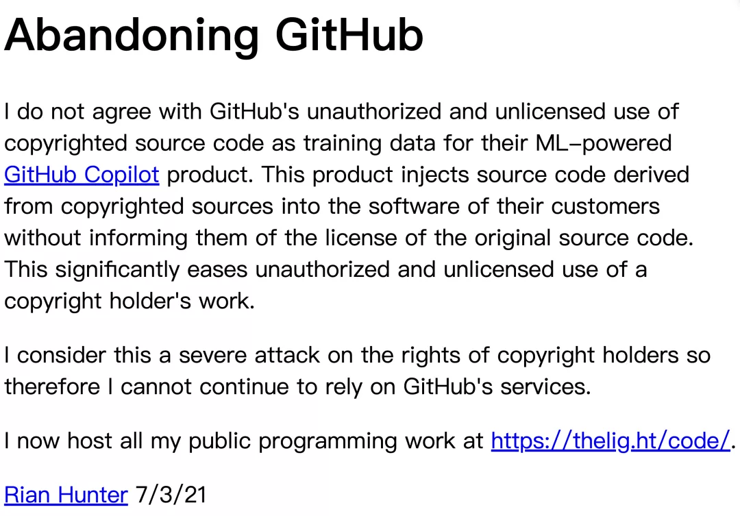 版权|谁在发起抵制Copilot？代码版权争议不休，有开发者退出GitHub