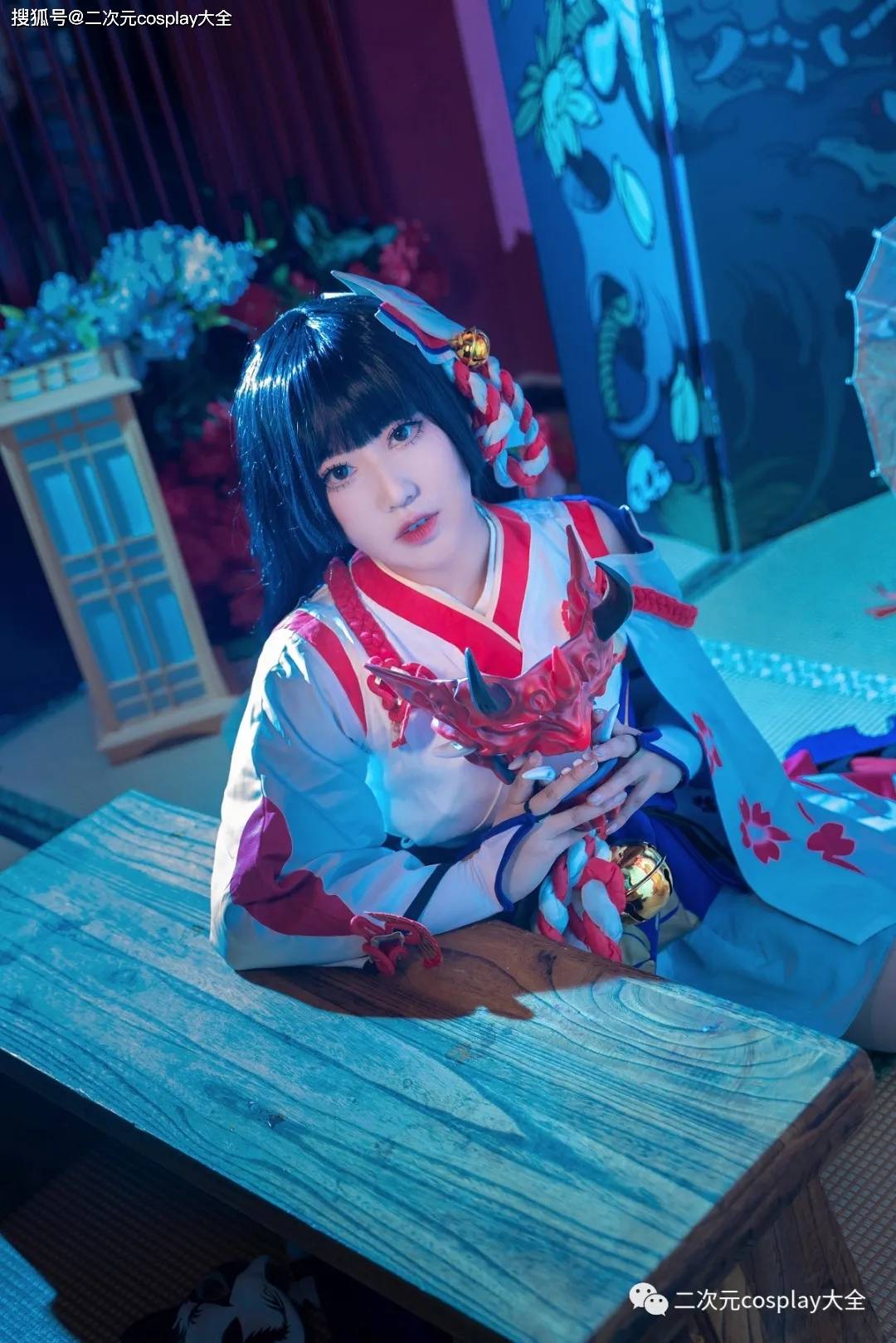 Yuwen|陰陽師雪女月見之櫻cos，場景與裝飾驚艷，舉止神態怡人！