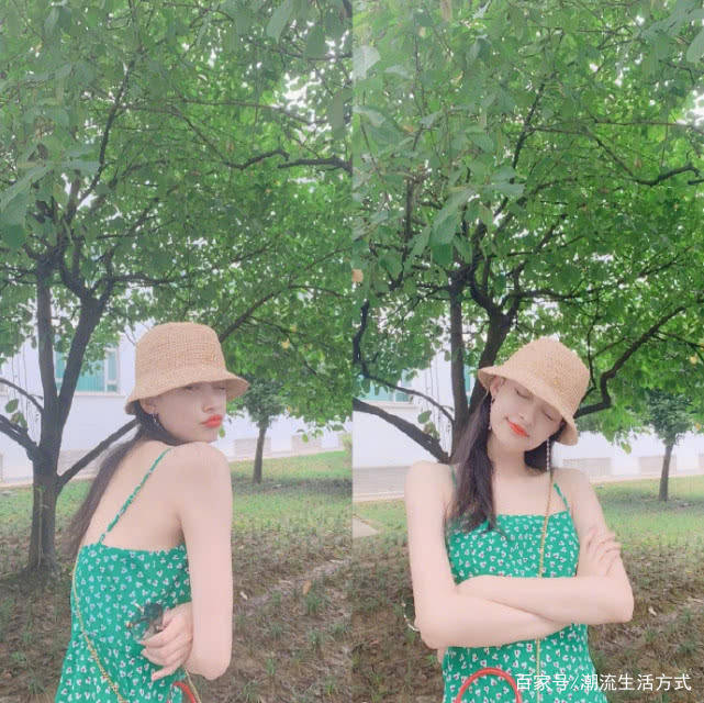 孙怡|孙怡会穿，见闺蜜和见老公穿不同私服，穿一条绿色碎花裙好美！