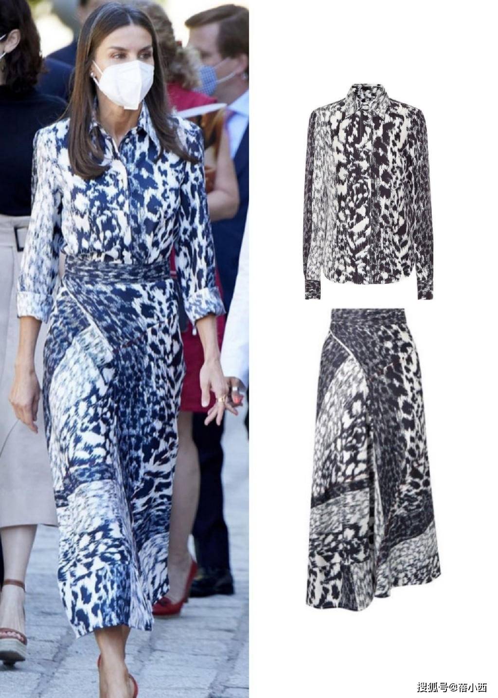身材|被西班牙王后的衣品惊艳到了,穿印花套裙配红鞋,气质优雅又高级