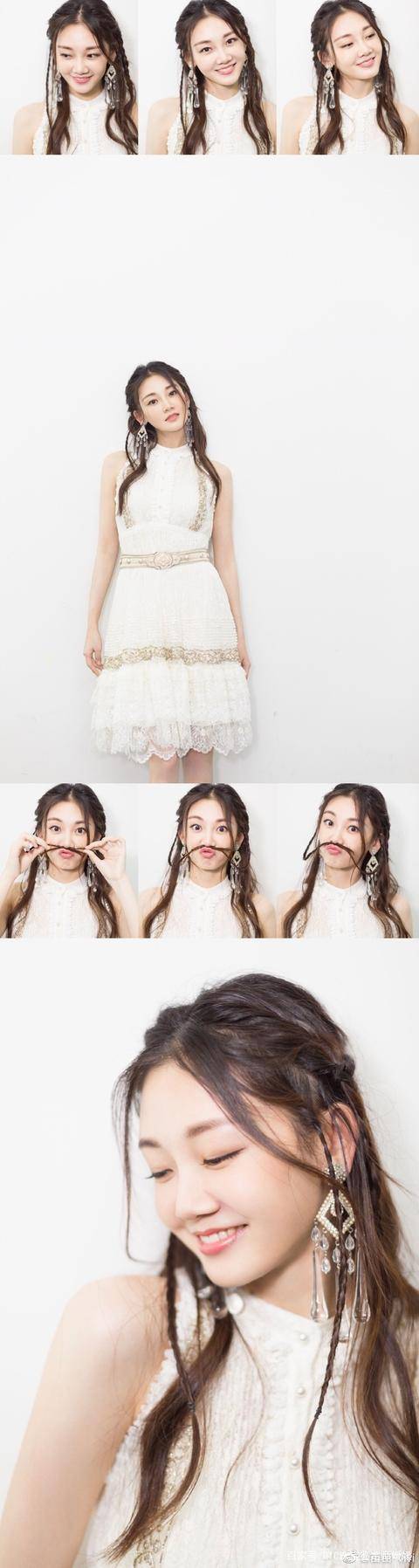 流苏|苗苗穿无袖西装清纯唯美，裙子和流苏耳环的搭配，颇有异域风情！