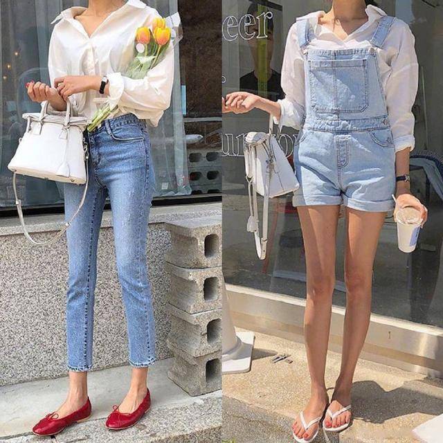 高跟鞋|小个子夏季穿搭，衬衫搭配牛仔裤短裙超实用，气质提升一个档次