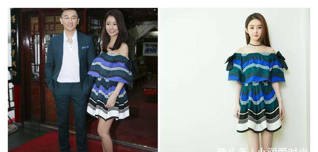 黑色|林心如穿一字肩连衣裙秀香肩,意外撞衫赵丽颖,但林心如还是赢了