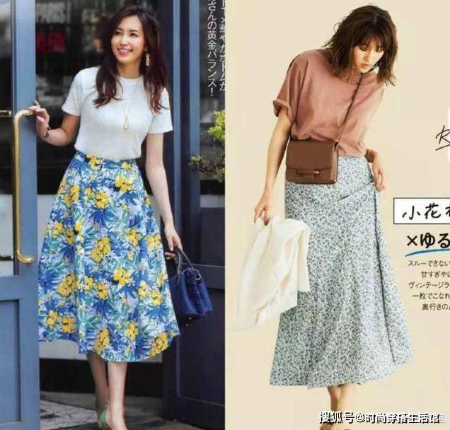 腰部|讲真的,夏天这样穿“T恤+半裙”,显瘦又洋气,你买了吗?