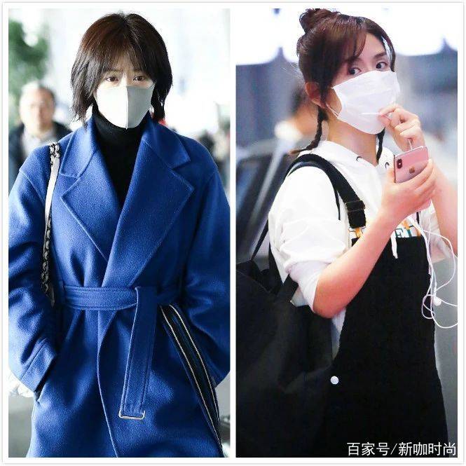 蓝色|瘦了的蒋欣撞脸谢娜？穿蓝色大衣彰显优雅气质，满满的女人味