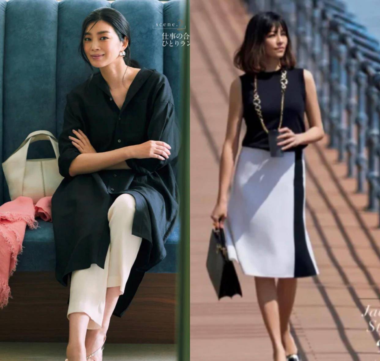 进行|黑白穿搭里藏着小心机！参考日系轻熟女的搭配法，时髦又高级