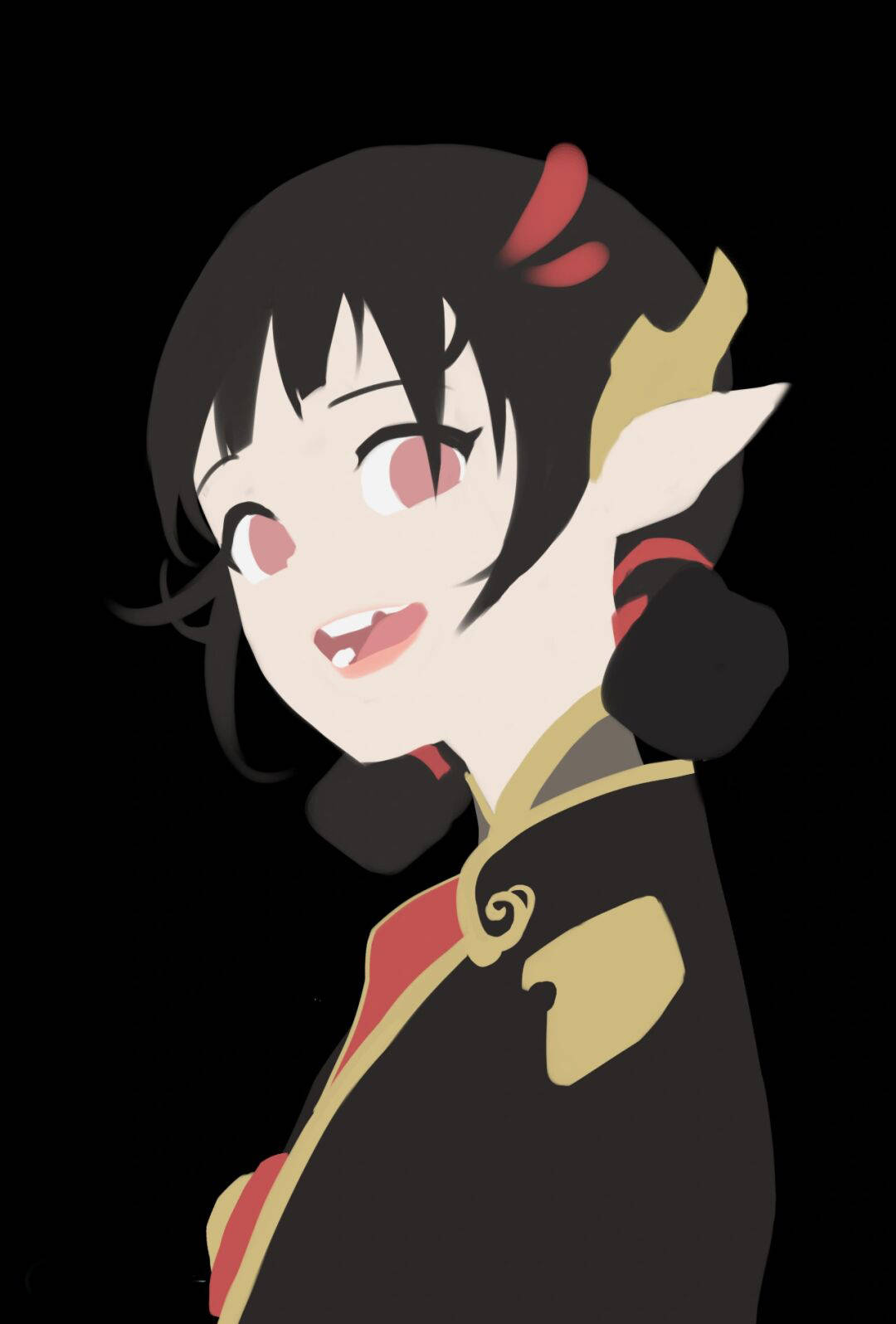 5.最后加上头发和衣服,点上不灵不灵的高光,完成4.