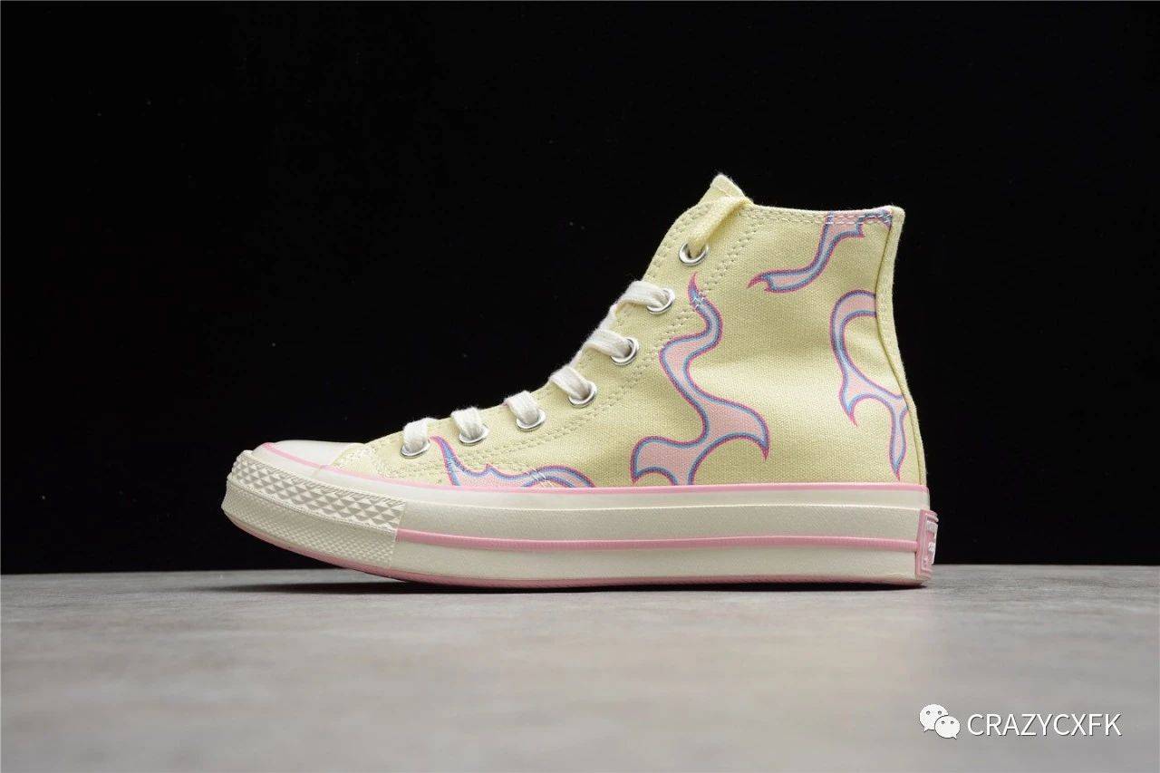 浅黄|匡威联名粉火焰 Converse Chuck70 x Tylerthe Creator 浅黄帆布鞋