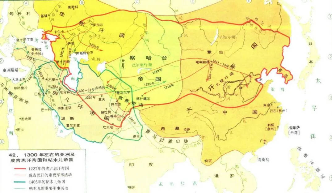 上图_ 元朝(又称大汗汗国)与察合台汗国,伊尔汗国和金帐汗国除此之外