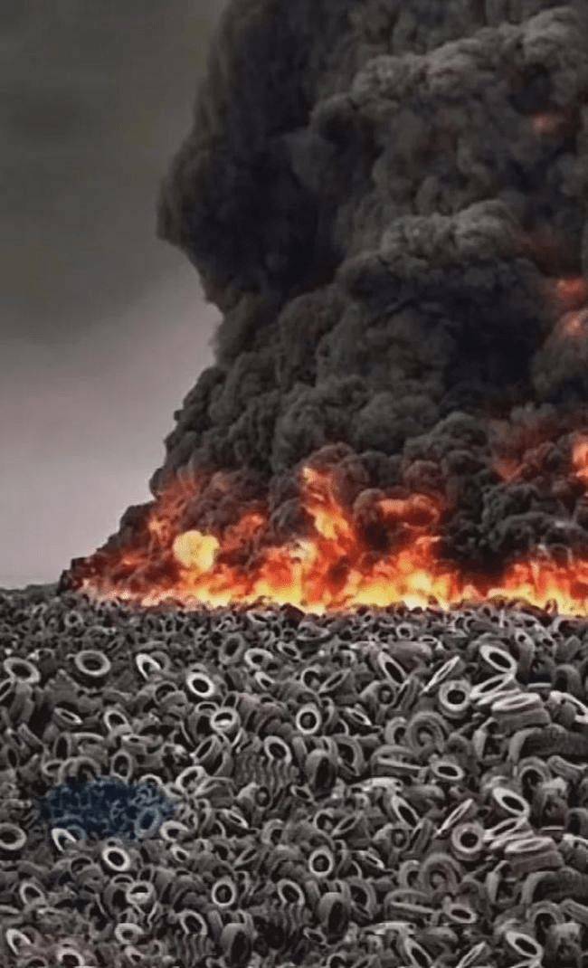 据了解,科威特废弃轮胎掩埋场,非常容易失火,早些年就发生过多次火灾