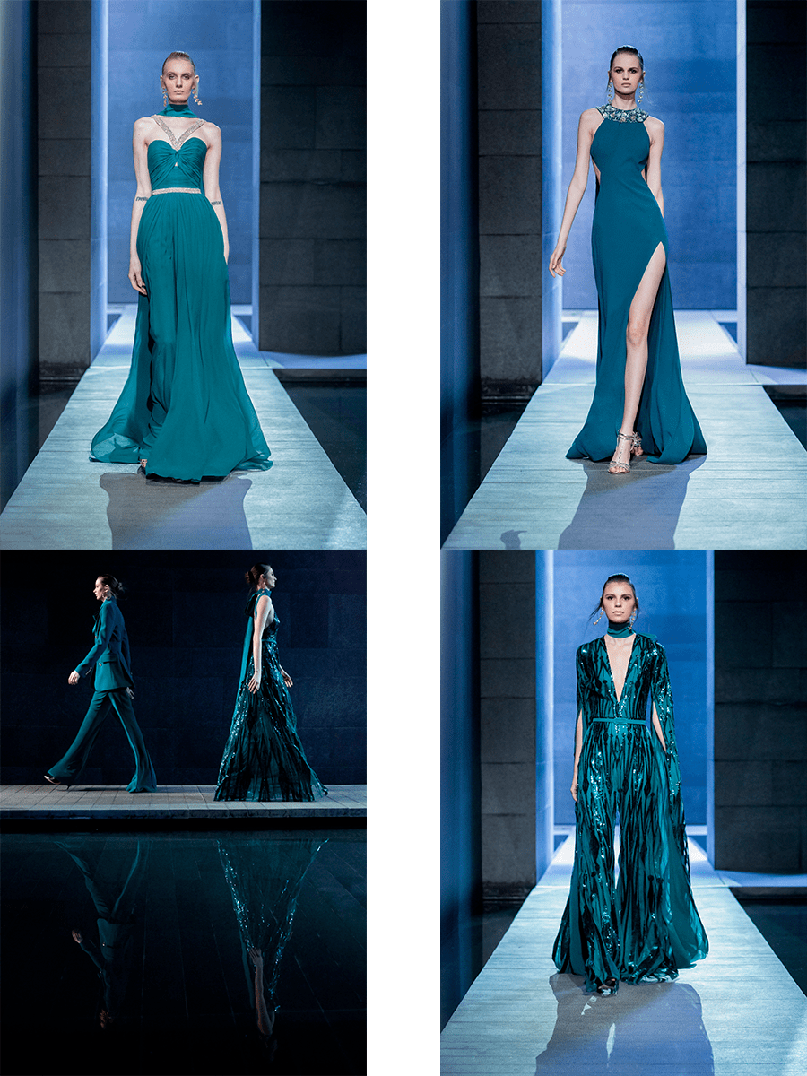 Elie|Elie Saab 2021秋冬系列，在困境中的坚持，对黑色和丝绒、褶皱等面料的释怀