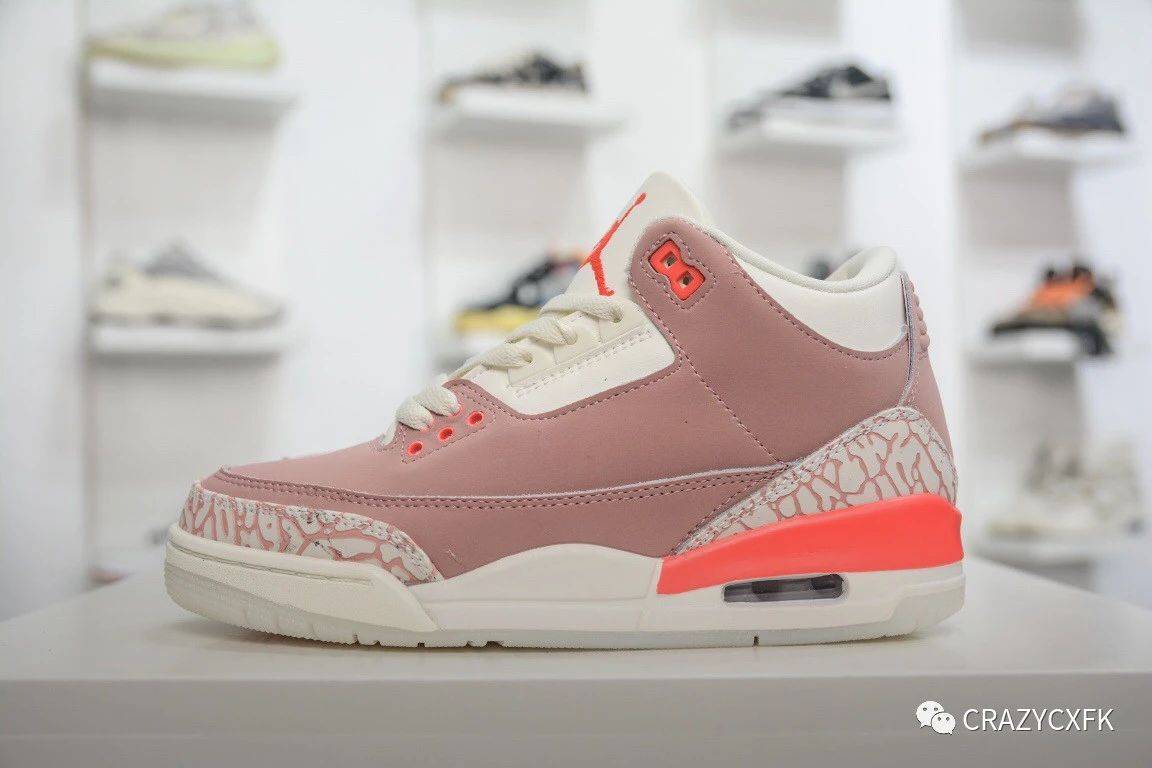 Rust|乔丹 Air Jordan 3 樱花粉爆裂纹 Rust Pink 篮球鞋