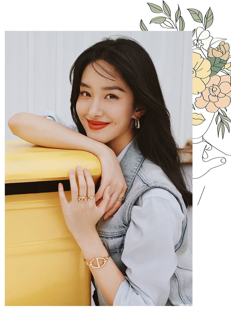 带着|穿铅笔裙的高圆圆一点儿没变，戚薇的娃娃裙是lucky的吧？