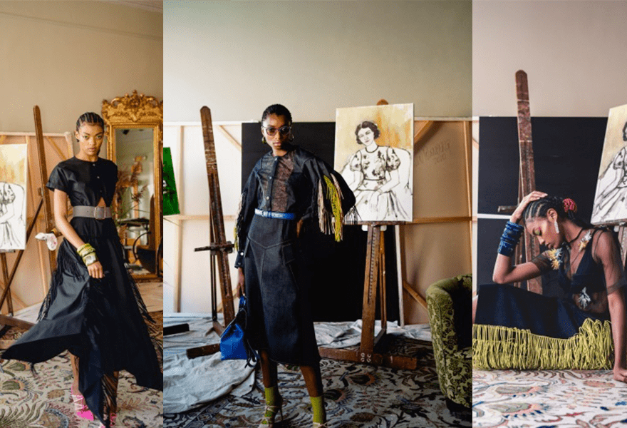 黑色|Bibhu Mohapatra 2021春夏,黄绿色很亮眼,用在裙装中惹人喜爱