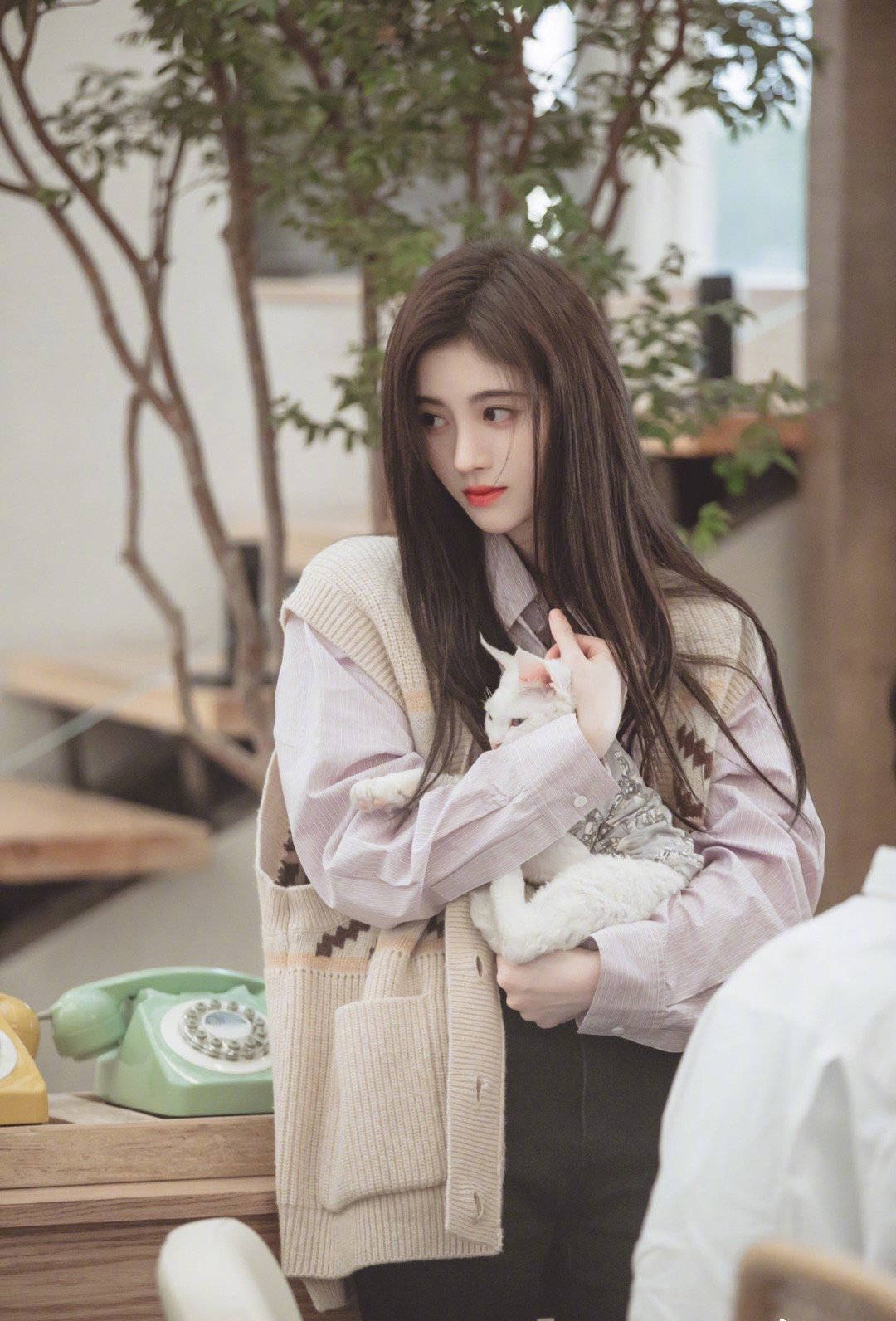 鞠婧祎|鞠婧祎太萌了，穿紫卫衣把帽子戴上像洋娃娃一样可爱