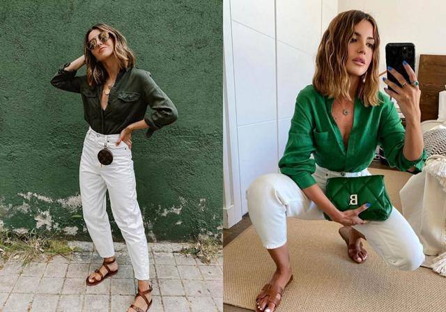 皮筋|周涛都这么时髦了？绿色衬衣配伞裙，马尾用5毛钱皮筋扎出新花样